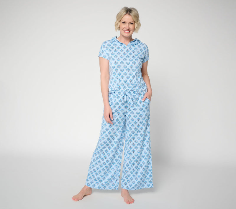 MUK LUKS Petite French Terry Hooded Top & Wide Leg Pant Lounge Set — View 13