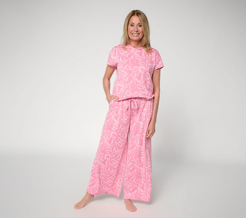 MUK LUKS Tall French Terry Hooded Top & Wide Leg Pant Lounge Set — View 3