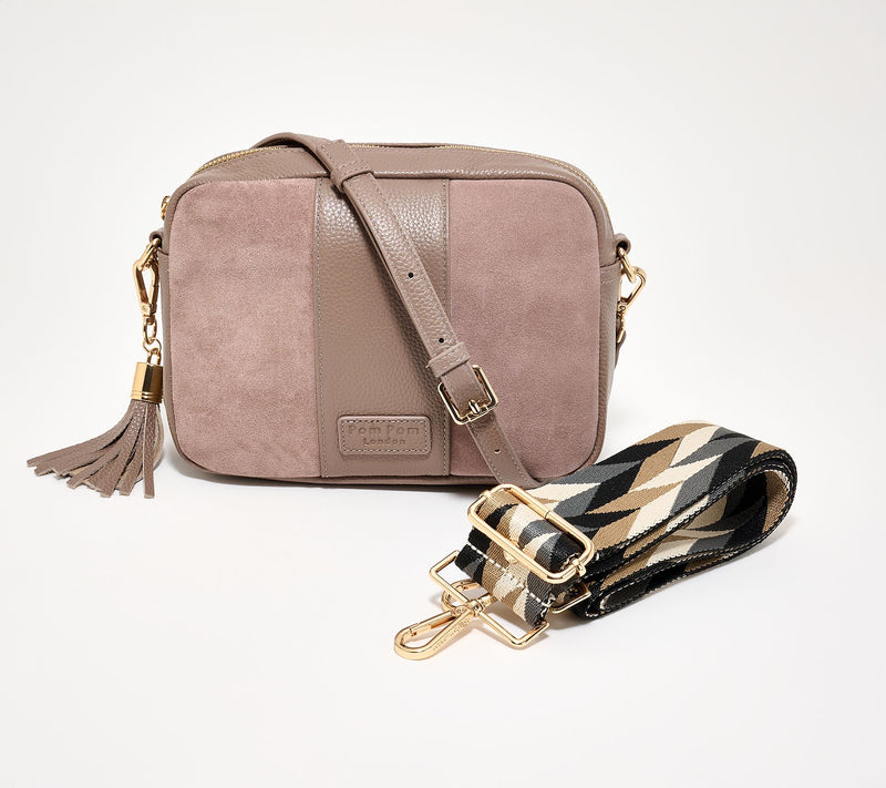 Pom Pom London The City Suede & Leather Crossbody with Extra Strap — View 11