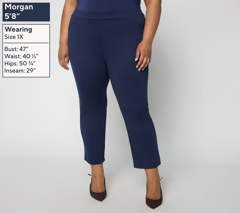 Joan Rivers Regular Scallop Back Pull-On Ponte Crop Pants — View 8