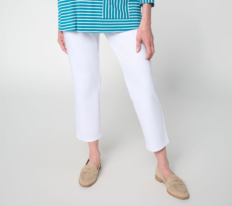 Joan Rivers Petite Scallop Back Pull-On Ponte Crop Pants — View 7