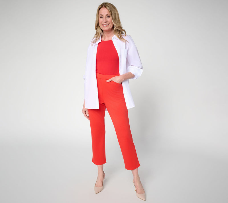 Joan Rivers Petite Scallop Back Pull-On Ponte Crop Pants — View 11