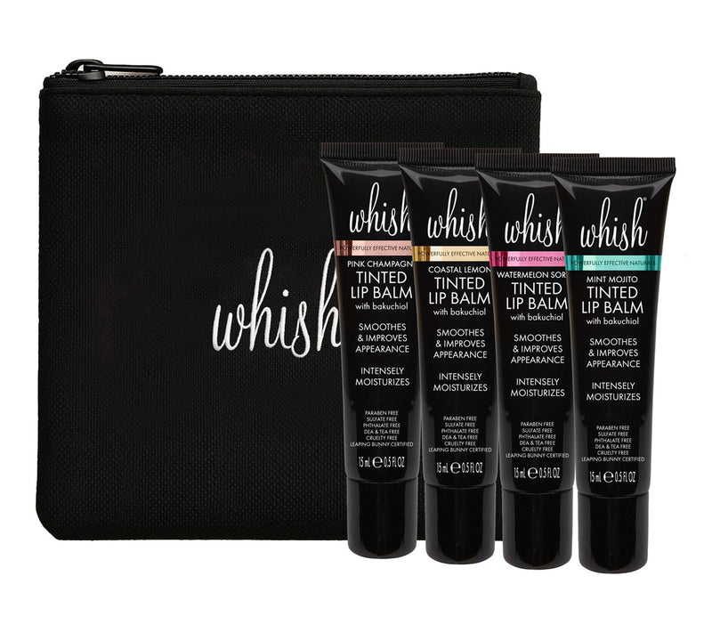 Whish 4pc Assorted Gloss & Go Lip Balm Set w/ Travel Bag — Main view