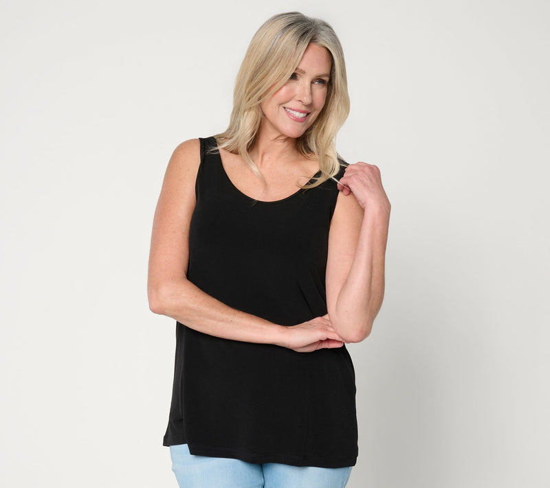 Susan Graver Essentials Liquid Knit Scoop Neck A-Line Tank — View 12