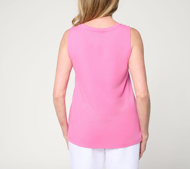 Susan Graver Essentials Comfy Cotton V-Neck Sleeveless Top — View 4