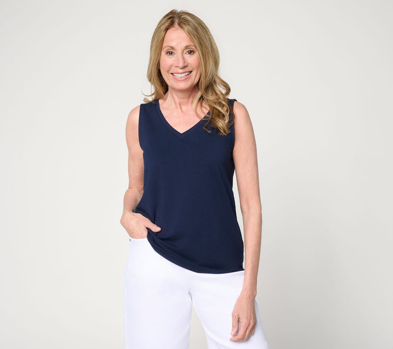 Susan Graver Essentials Comfy Cotton V-Neck Sleeveless Top — View 13