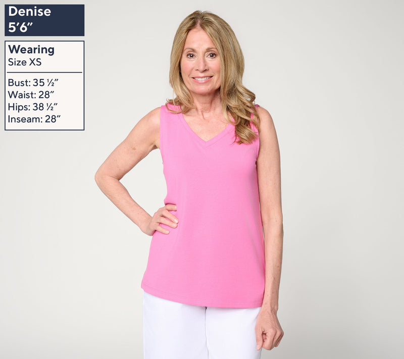 Susan Graver Essentials Comfy Cotton V-Neck Sleeveless Top — View 3