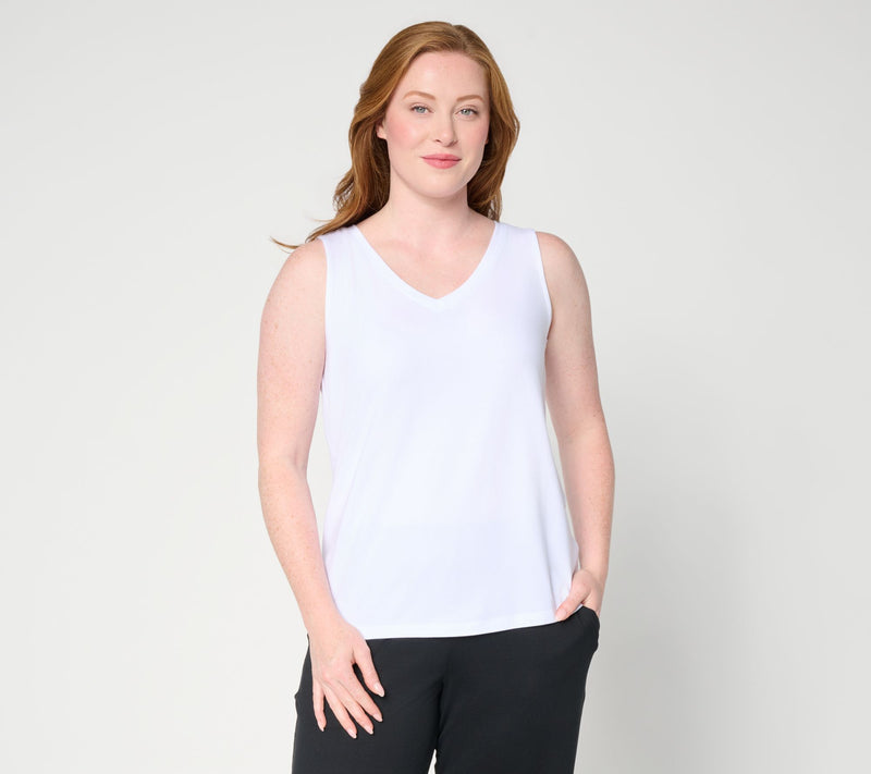 Susan Graver Essentials Comfy Cotton V-Neck Sleeveless Top — Main view