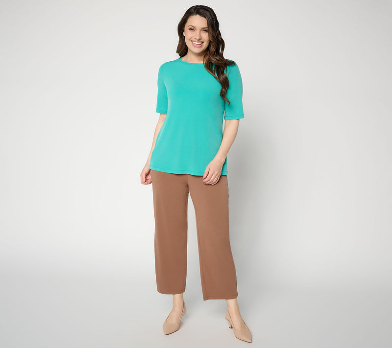 Susan Graver Essentials Liquid Knit Bateau Neck Top w/Elbow Sleeves — View 5