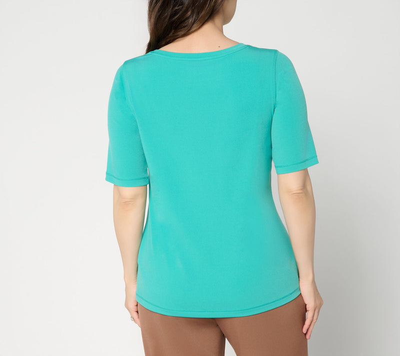 Susan Graver Essentials Liquid Knit Bateau Neck Top w/Elbow Sleeves — View 4
