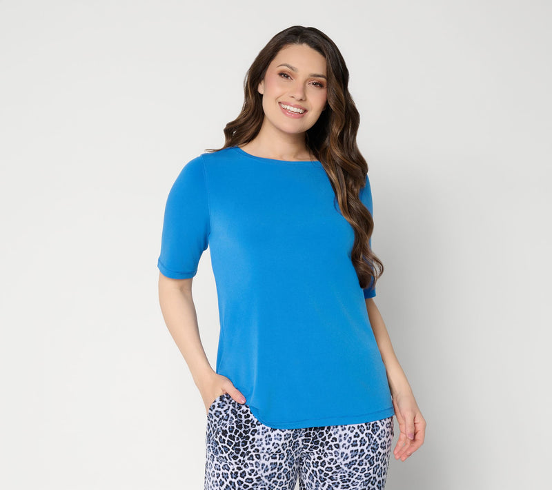 Susan Graver Essentials Liquid Knit Bateau Neck Top w/Elbow Sleeves — View 14
