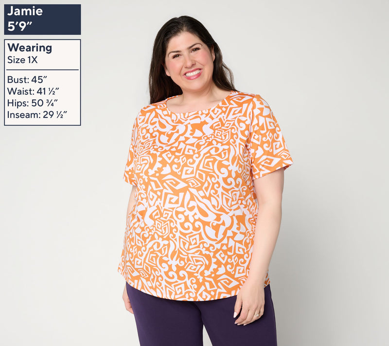 Susan Graver Printed Butterknit Bateau Neck Top — View 2