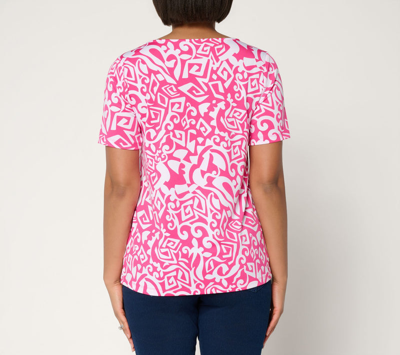 Susan Graver Printed Butterknit Bateau Neck Top — View 4