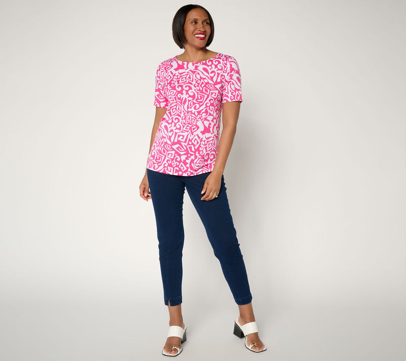 Susan Graver Printed Butterknit Bateau Neck Top — View 5