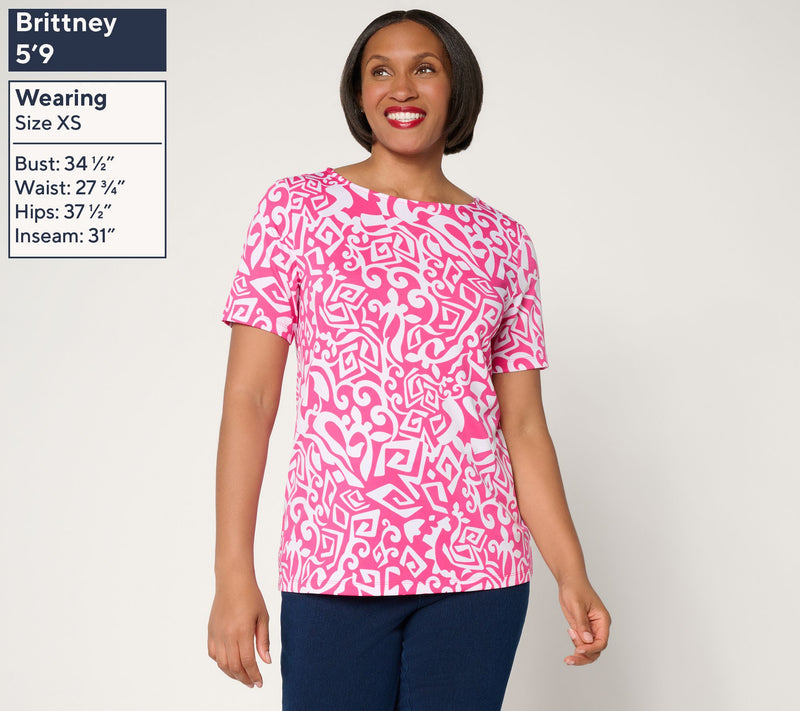 Susan Graver Printed Butterknit Bateau Neck Top — View 3
