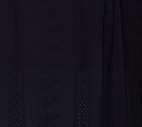 Susan Graver Woven Dobby Eyelet Split Neck Top with Studs — View 2