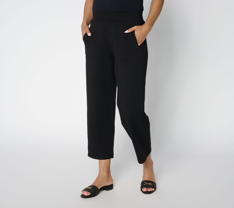 Susan Graver Weekend Regular French Terry Crop Pant with Rib Detail — View 11