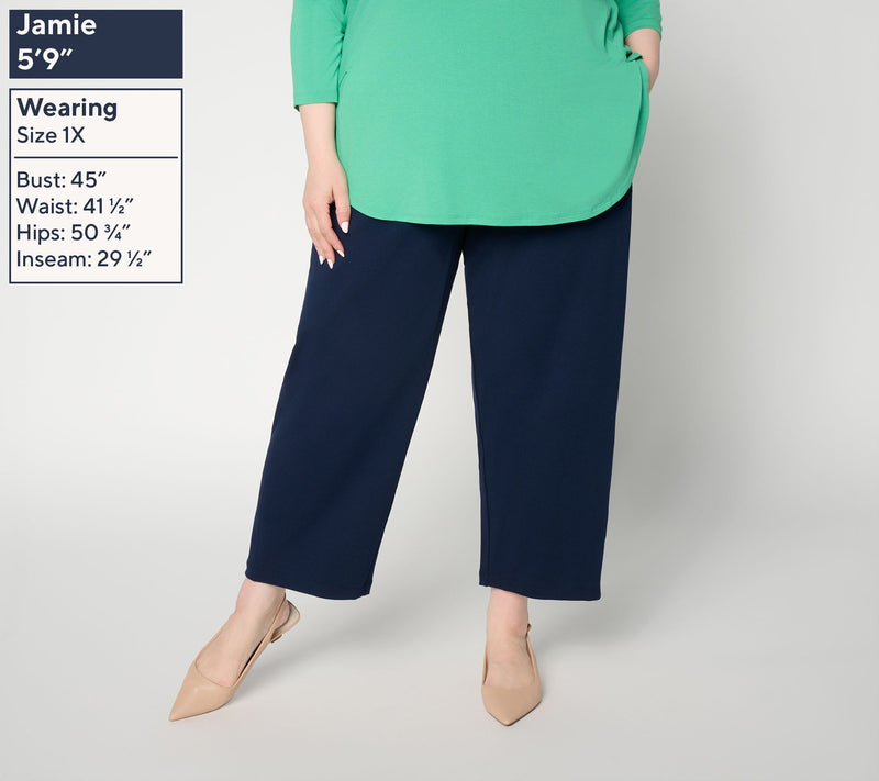 Susan Graver Weekend Regular French Terry Crop Pant with Rib Detail — View 3