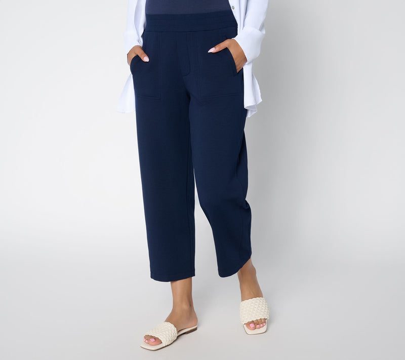 Susan Graver Weekend Regular French Terry Crop Pant with Rib Detail — View 12