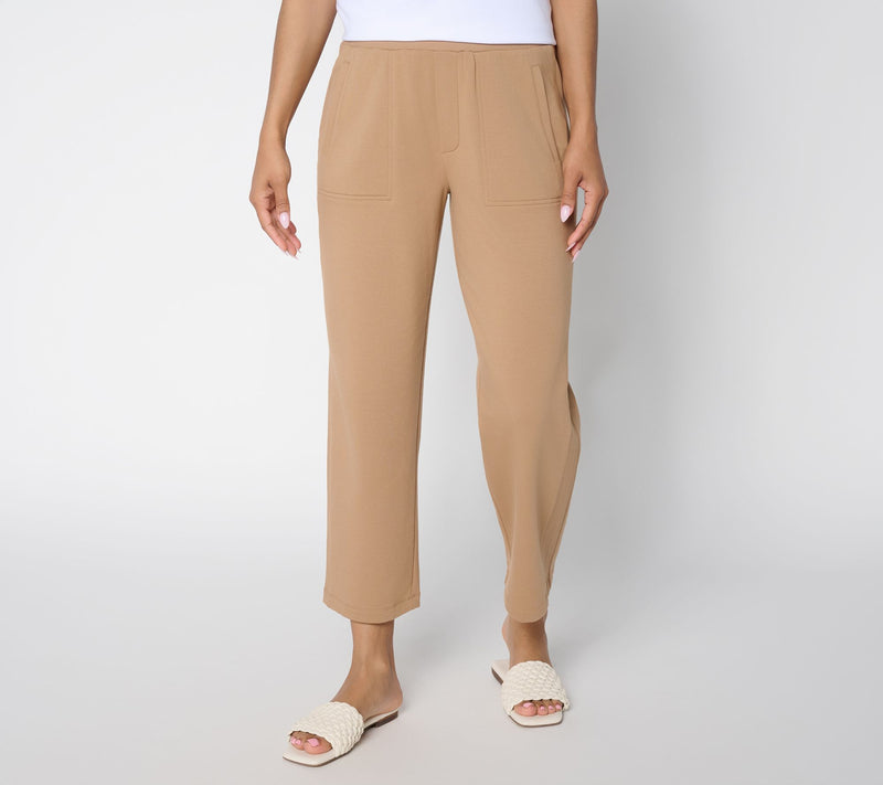 Susan Graver Weekend Regular French Terry Crop Pant with Rib Detail — View 14