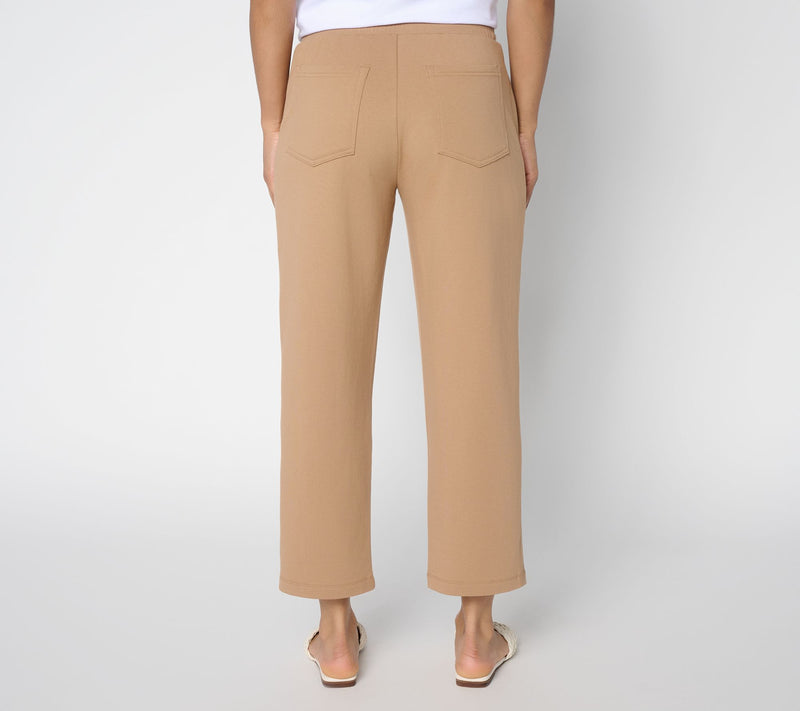 Susan Graver Weekend Petite French Terry Crop Pant with Rib Detail — View 12
