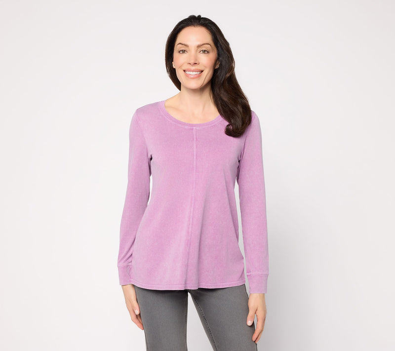 LOGO Principles by Lori Goldstein Long Sleeve Knit Top w/ Seam Detail — View 9