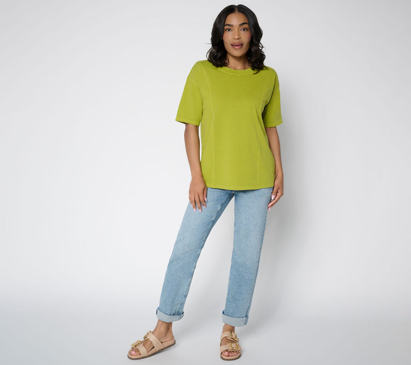 LOGO by Lori Goldstein Everyday Elbow Sleeve Seamed Top — View 5