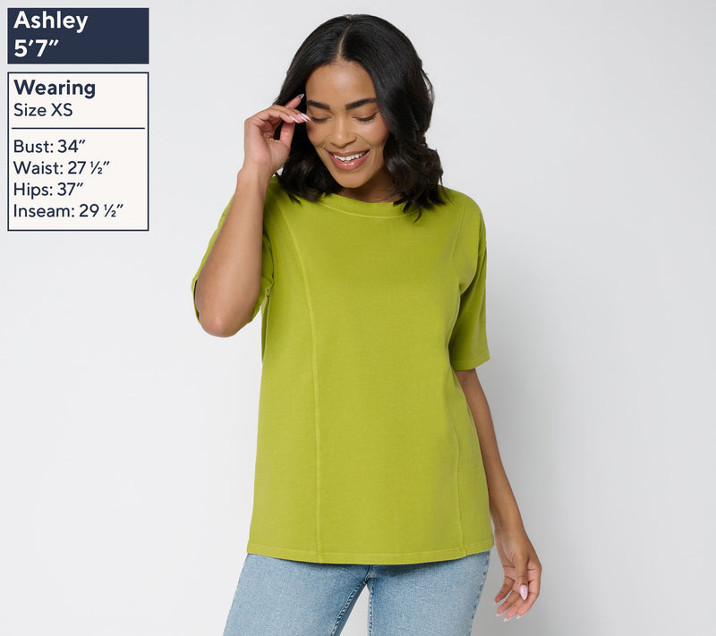 LOGO by Lori Goldstein Everyday Elbow Sleeve Seamed Top — View 3