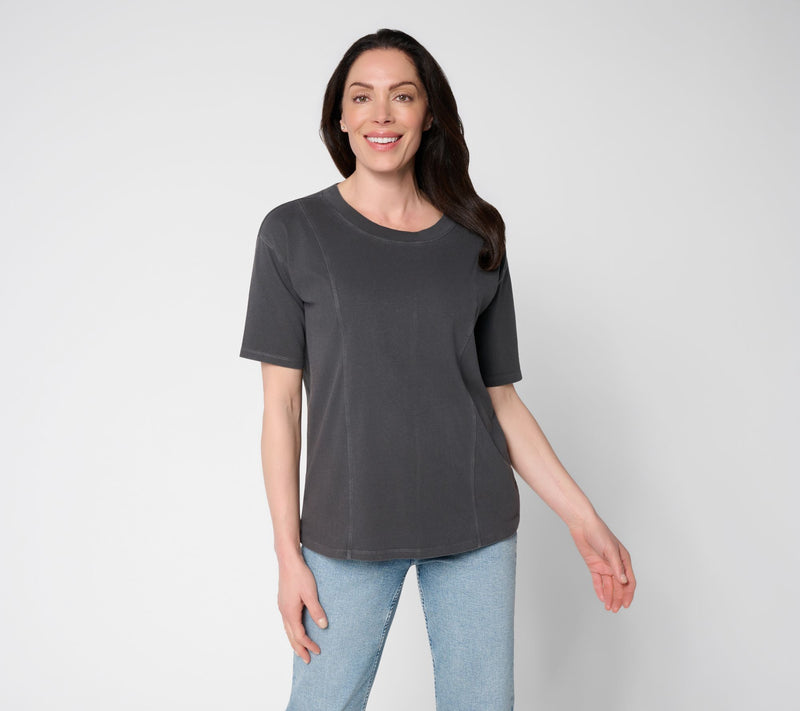 LOGO by Lori Goldstein Everyday Elbow Sleeve Seamed Top — View 11