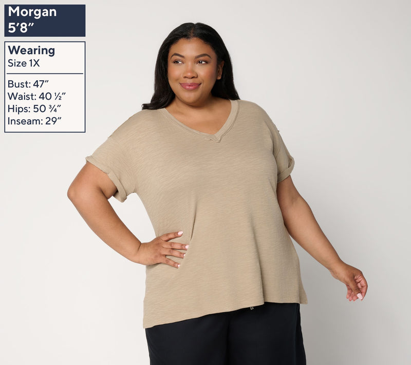 LOGO Principles by Lori Goldstein Short Sleeve V-Neck Tee — View 2