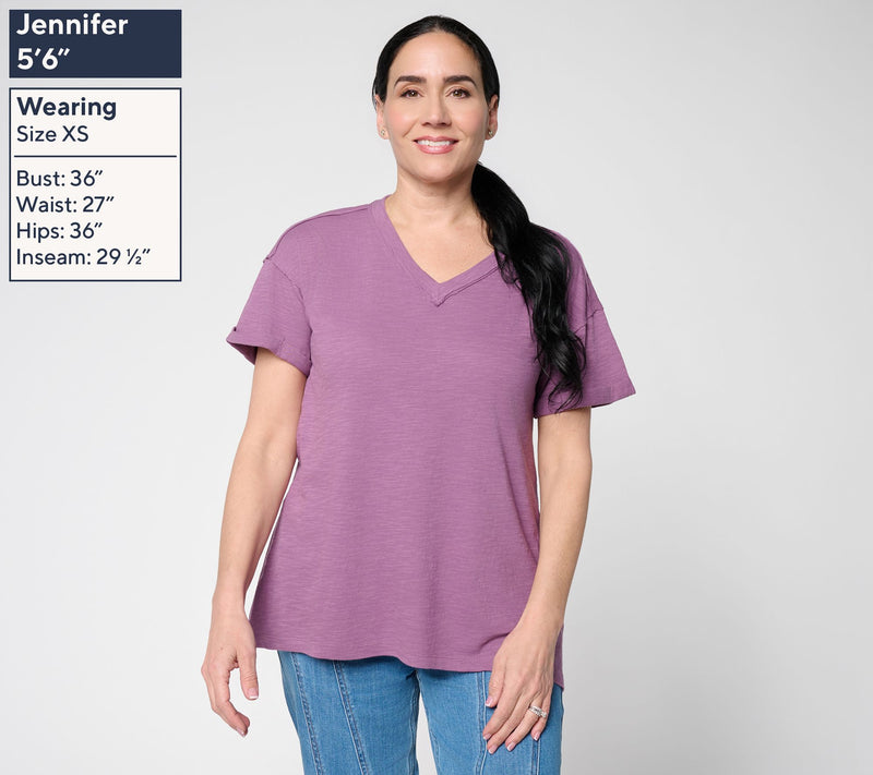 LOGO Principles by Lori Goldstein Short Sleeve V-Neck Tee — View 3