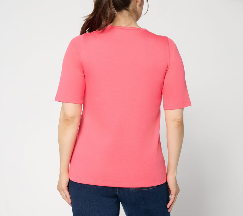 Quacker Factory Tropicana Sparkle Embroidered Top — View 4