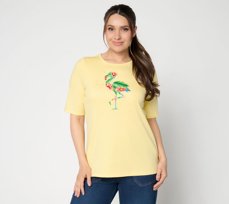 Quacker Factory Tropicana Sparkle Embroidered Top — View 11