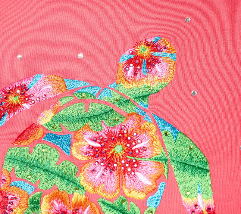 Quacker Factory Tropicana Sparkle Embroidered Top — View 6