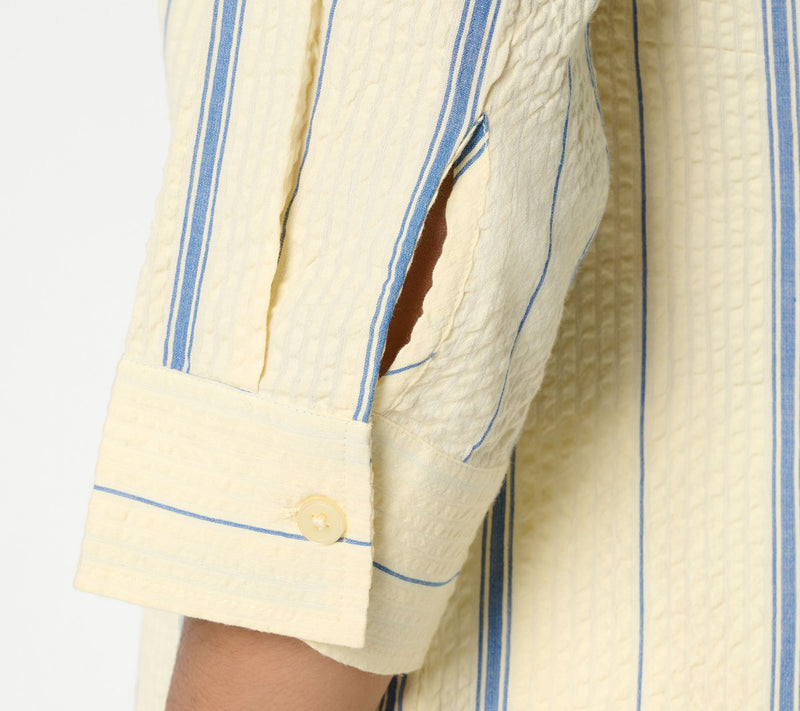 Joan Rivers Split Neck Varigated Seersucker Popover — View 6