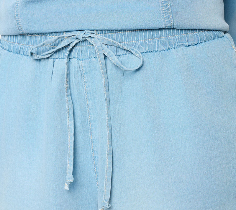 Peace Love World Regular Denim Pull On Shorts with Smocked Waist — View 5