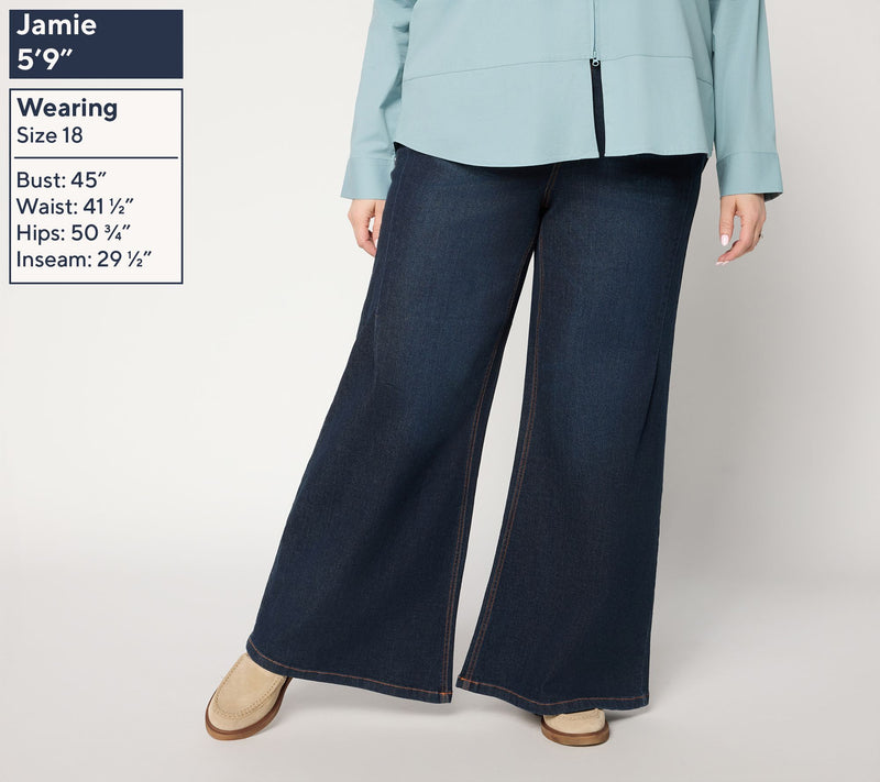 Peace Love World Regular Full Length Side Pleat Wide Leg Denim — View 6