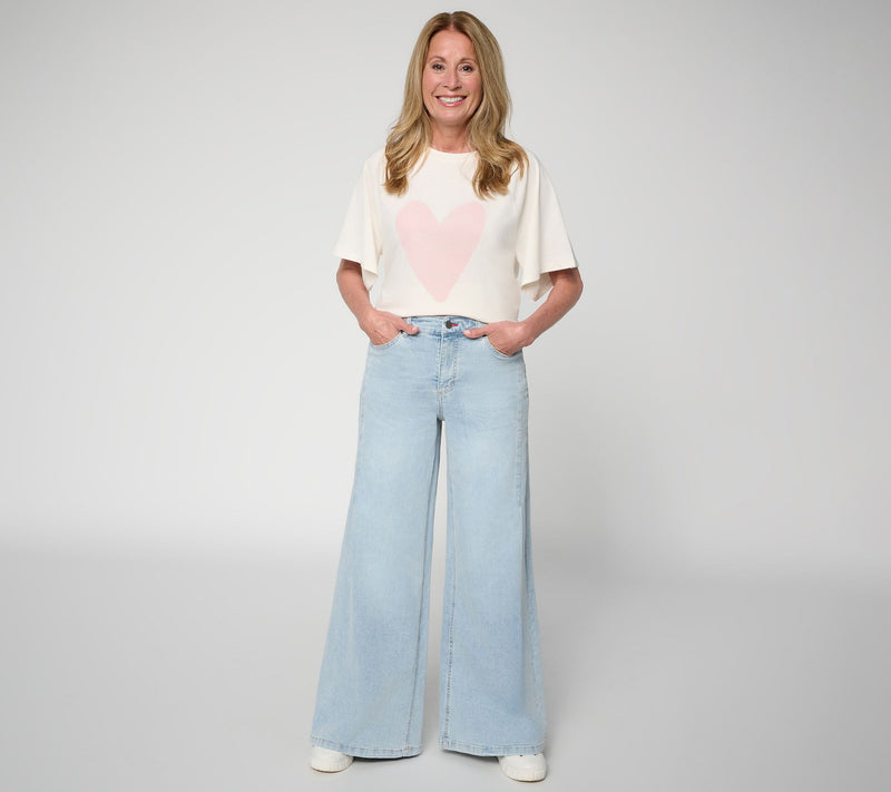 Peace Love World Regular Full Length Side Pleat Wide Leg Denim — View 9