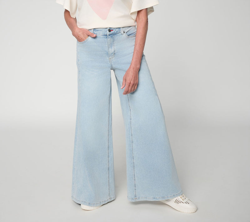 Peace Love World Regular Full Length Side Pleat Wide Leg Denim — View 5