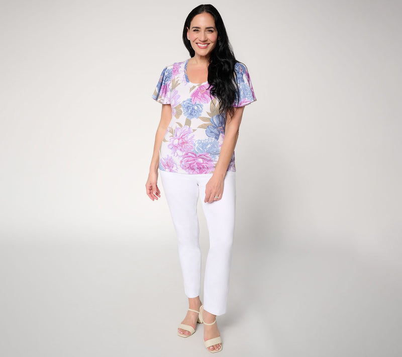 BEAUTIFUL by Lawrence Zarian Refined Knit Flutter Slv Top — View 5