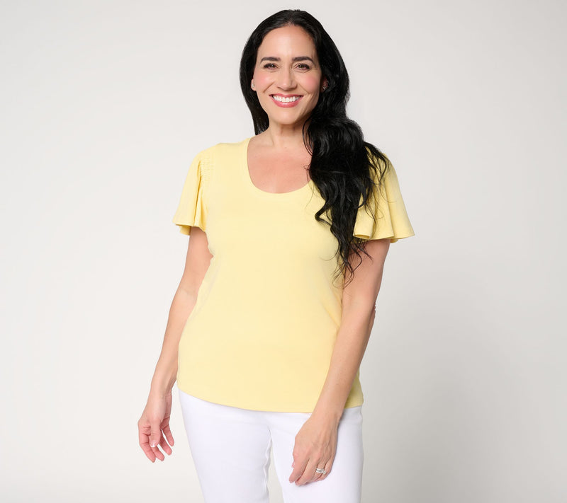 BEAUTIFUL by Lawrence Zarian Refined Knit Flutter Slv Top — View 11