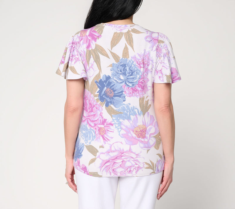 BEAUTIFUL by Lawrence Zarian Refined Knit Flutter Slv Top — View 4