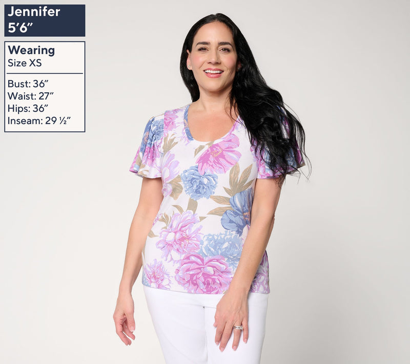 BEAUTIFUL by Lawrence Zarian Refined Knit Flutter Slv Top — View 3