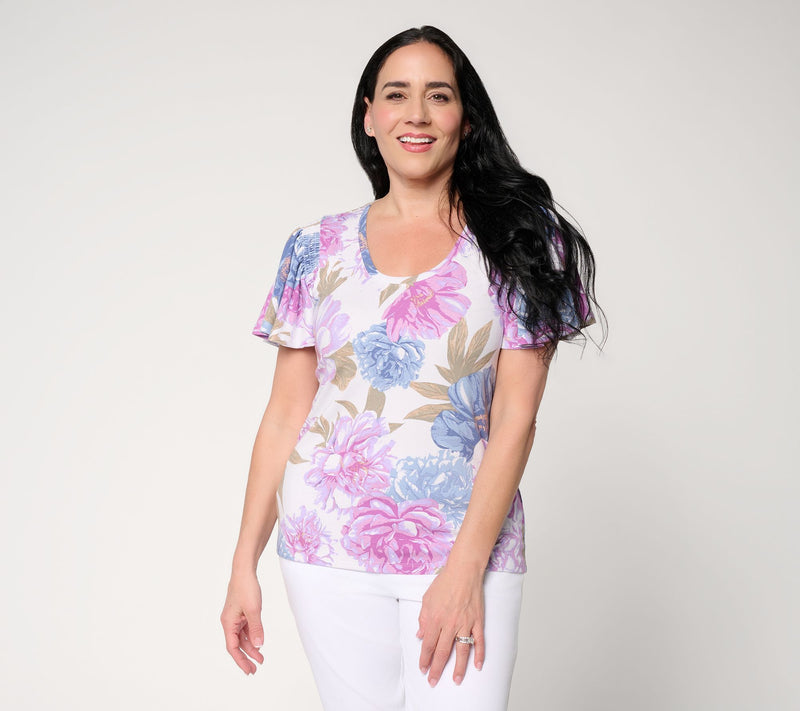BEAUTIFUL by Lawrence Zarian Refined Knit Flutter Slv Top — View 12