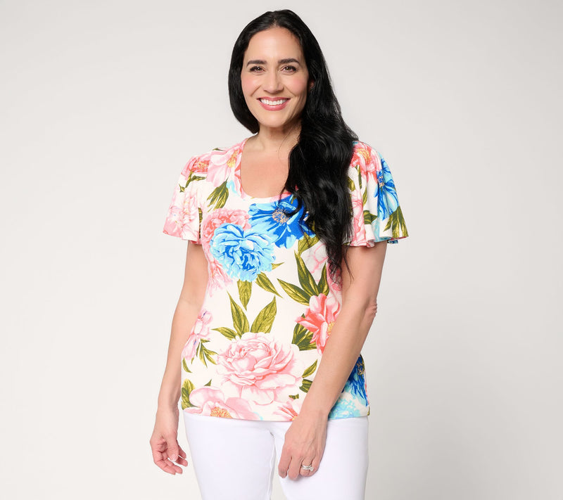 BEAUTIFUL by Lawrence Zarian Refined Knit Flutter Slv Top — View 13