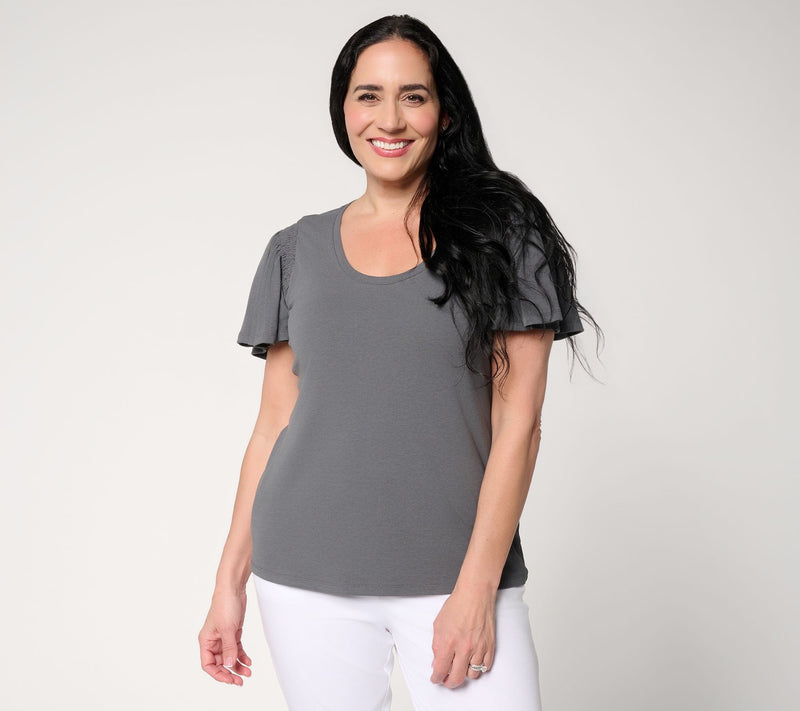 BEAUTIFUL by Lawrence Zarian Refined Knit Flutter Slv Top — View 14