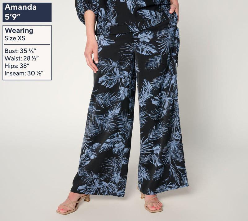 BEAUTIFUL by Lawrence Zarian Petite Printed Pull-On Wide Leg Pant — View 3