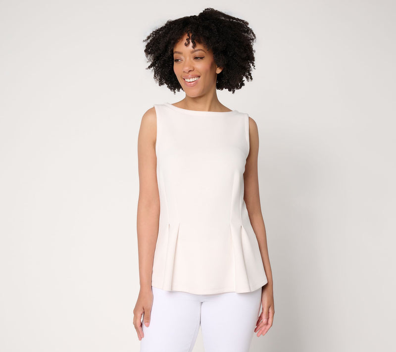 BEAUTIFUL by Lawrence Zarian Scuba Boat Neck Pleated Top — View 13