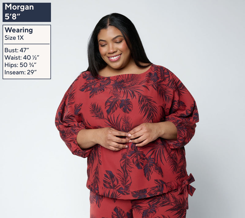 BEAUTIFUL by Lawrence Zarian Printed Boat Neck Waist Tie Top — View 2