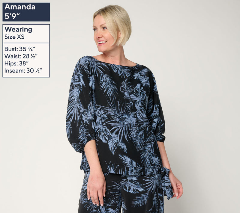 BEAUTIFUL by Lawrence Zarian Printed Boat Neck Waist Tie Top — View 3